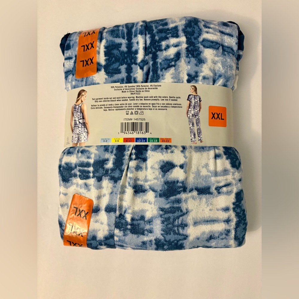 SOLD-Lucky Brand 4 Piece Pajama Set Blue Tie Dye Size XXL NWT - Picture 3 of 9